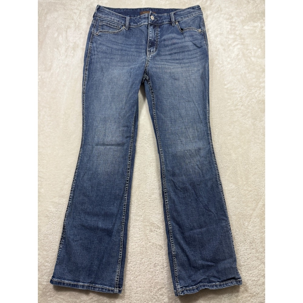 Shyanne Womens Shay Mid Rise Bootcut Blue Jeans 33W x 32L Meas: 34x31.5
